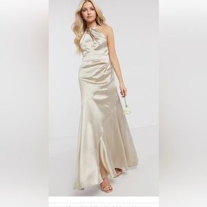 ASOS Bridesmaid Satin Halter Maxi Dress
